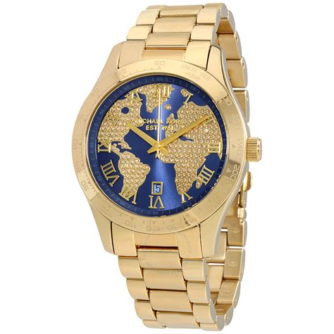 michael kors gold blue watch|michael kors blue face watch.